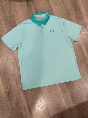 Under Armour Men’s Mint Green Polo with Teal Collar